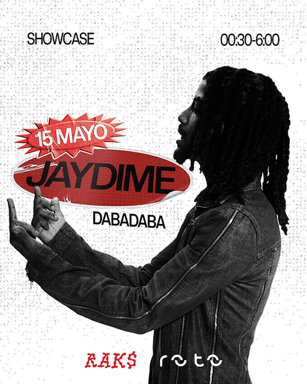 Pieza para redes del showcase de Jaydime, evento de RAKS Club