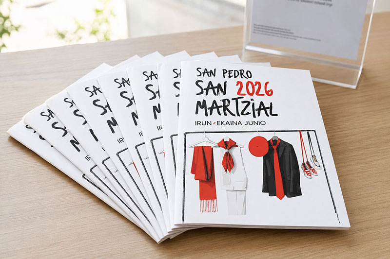 Versión horizontal del cartel «Eguna iritsi da» de San Marcial 2026, Irun