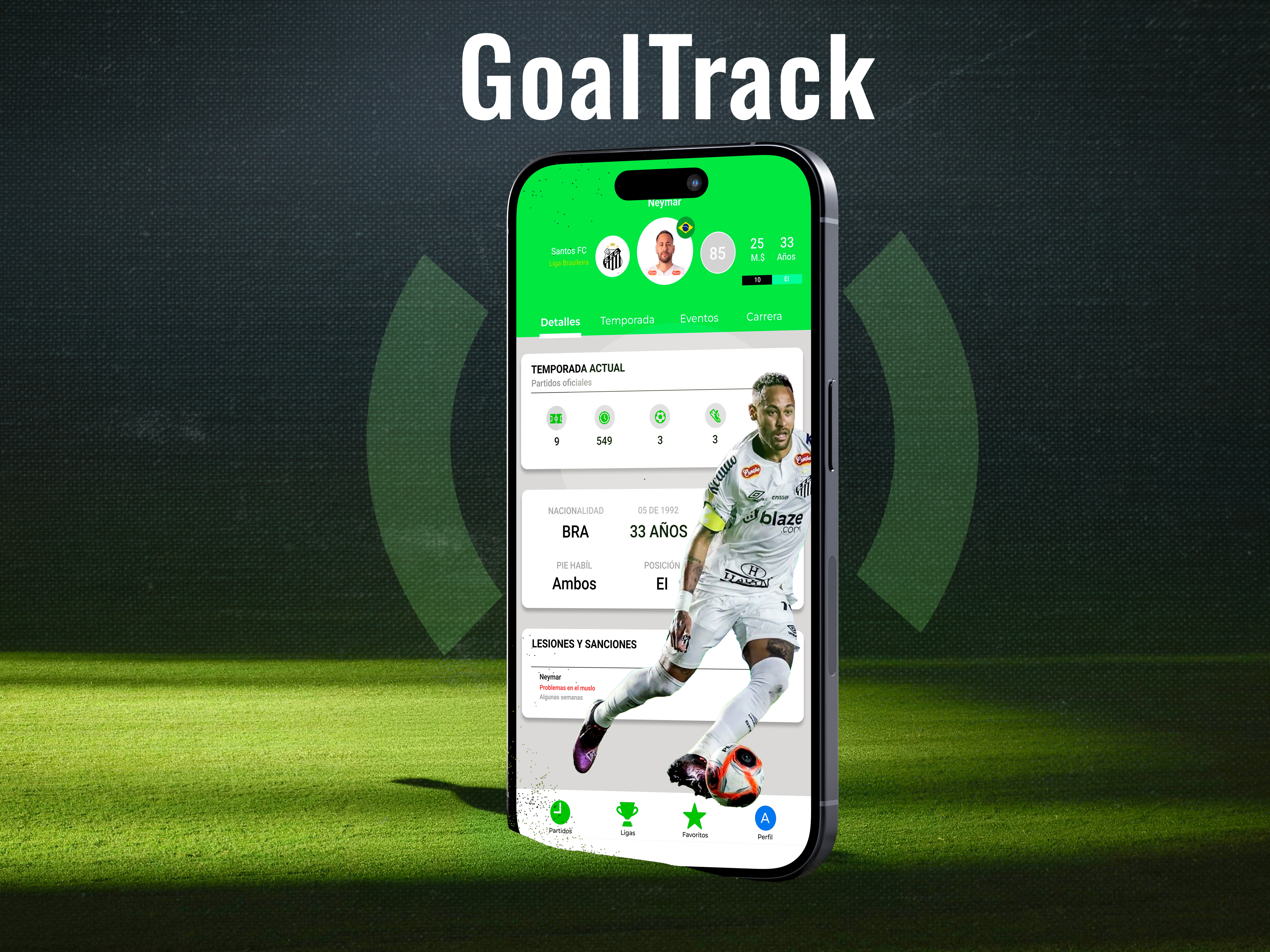 App Goaltrack – Diseño UI/UX para aplicación deportiva en País Vasco
