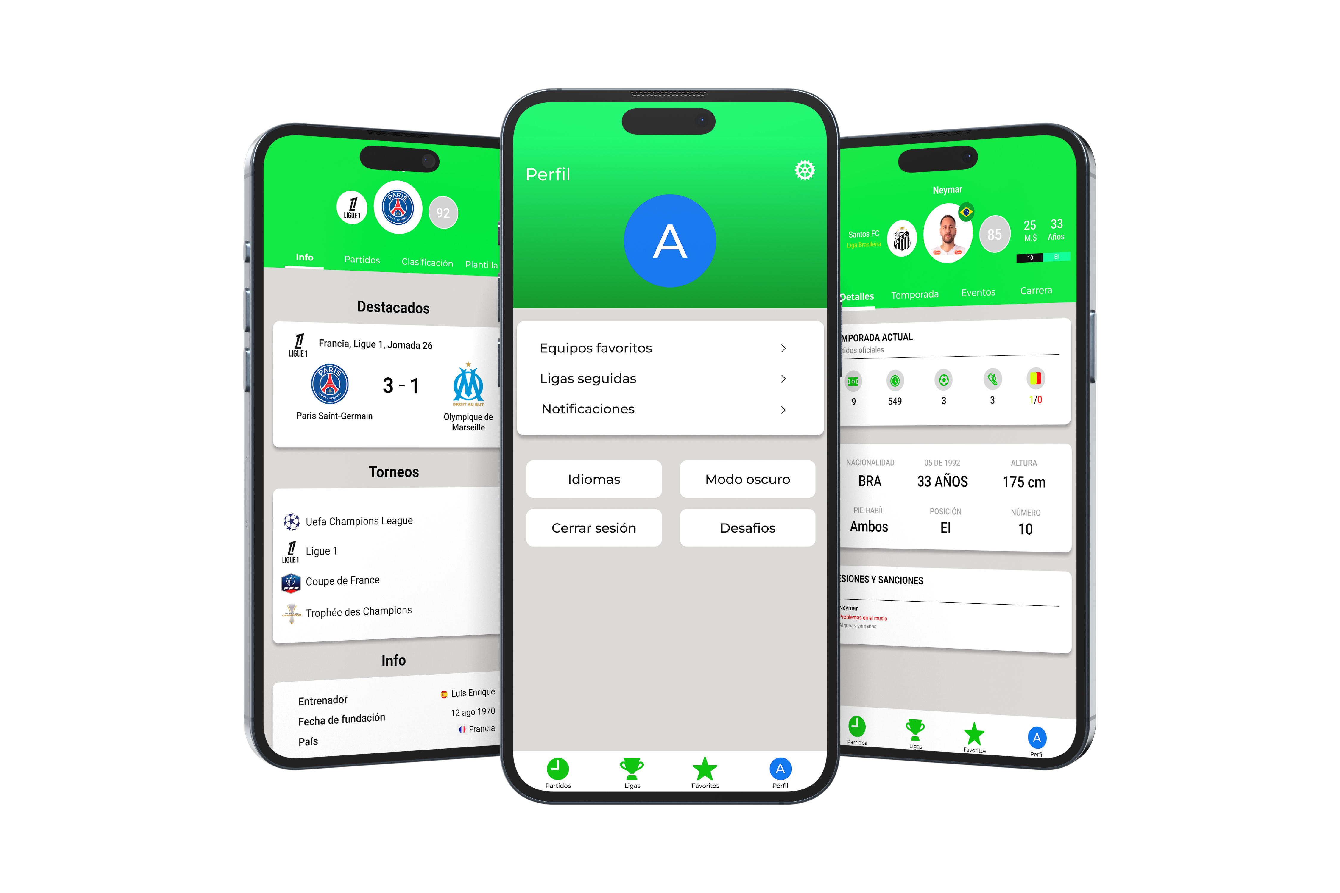 Sistema de colores y tipografía de la app Goaltrack